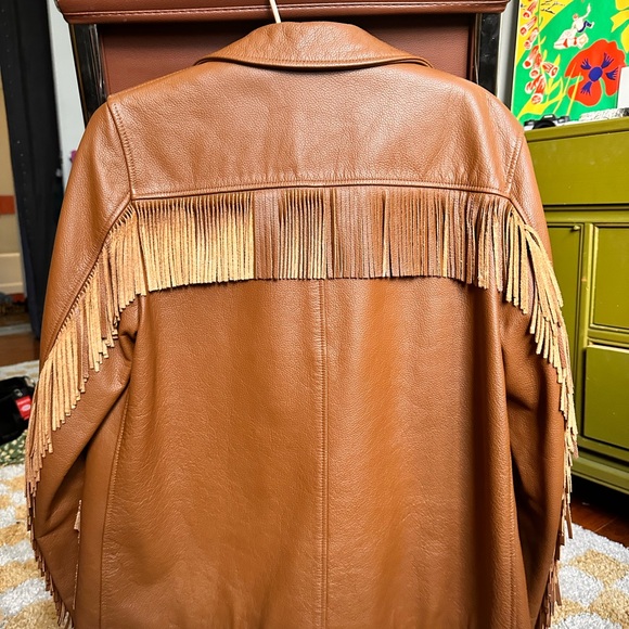 Pendleton Tan Brown Leather Fringe Jacket - Picture 4 of 5